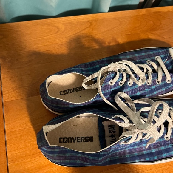 Converse All Star Blue plaid low top sneakers men’s size 10.5- GUC - Picture 4 of 11